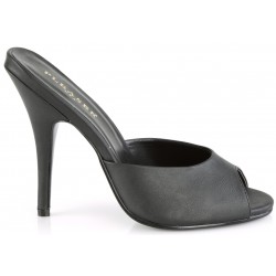 Black Matte High Heel Peep Toe Slide