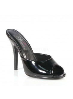 Black Patent High Heel Peep Toe Slide