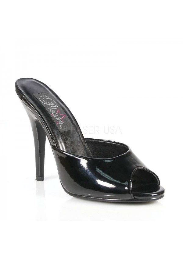 Black Patent High Heel Peep Toe Slide