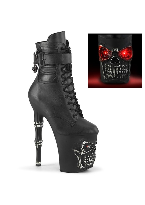 Rapture Light Up Skull Platform Ankle Boots for Women