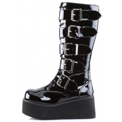 Trashville Buckled Up Unisex Patent Knee Boots