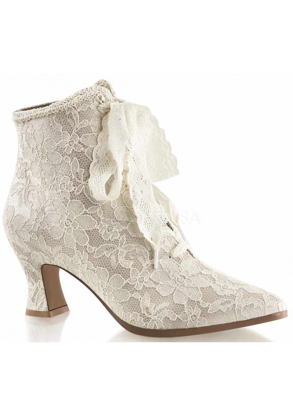 Victorian Jane Champagne Lace Ankle Boots