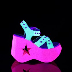 Dynamite Star Neon Lime and Pink Platform Sandal