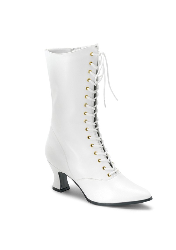 White Victorian Steampunk Ankle Boots