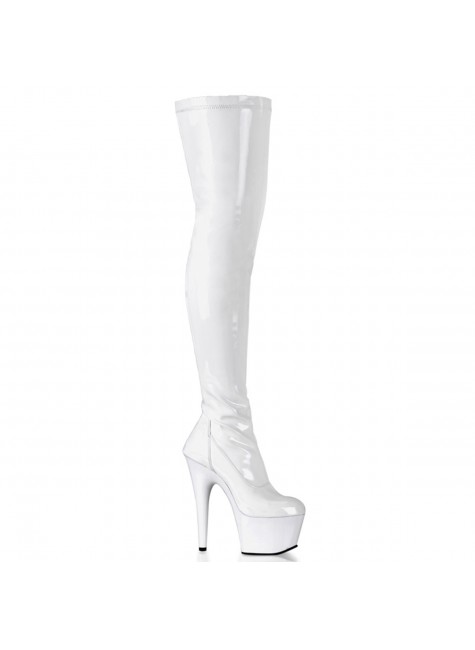 Adore Platform Thigh High Boot | White Thigh High Boots