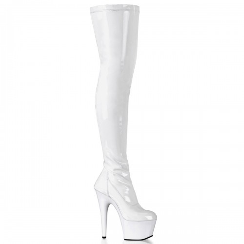 Adore Platform Thigh High Boot | White Thigh High Boots