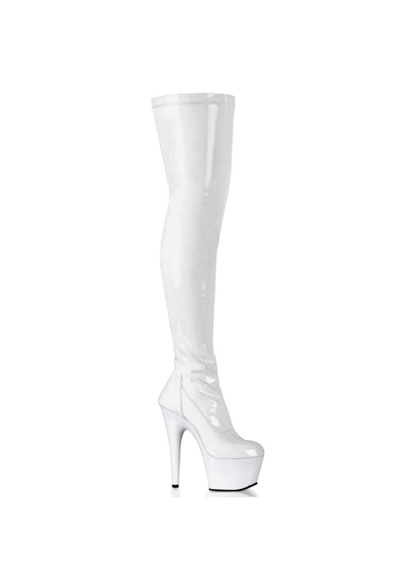 Adore White Thigh High Platform Boots