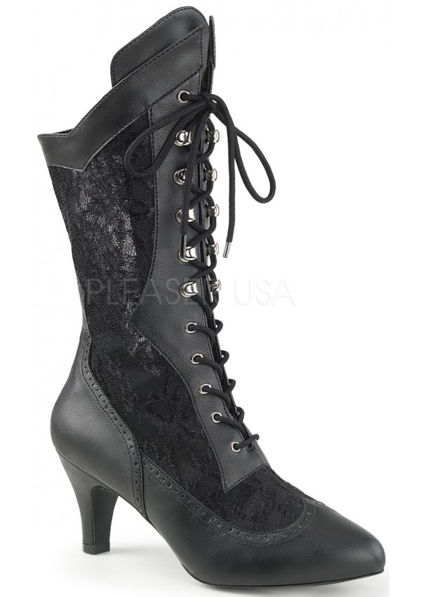 Divine Wide Width Black Victorian Platform Boots