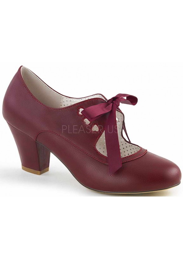 Wiggle Vintage Style Mary Jane Shoes in Burgundy