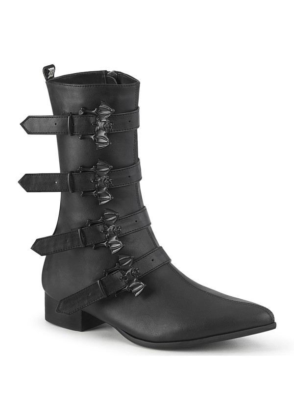 Men's Winklepicker Mid-Calf Boots with Bat Buckles