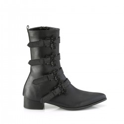 Men's Winklepicker Mid-Calf Boots with Bat Buckles