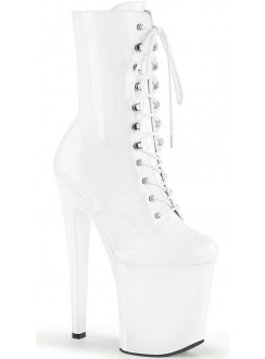 Xtreme 8 Inch High White Patent Granny Boots
