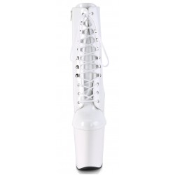 Xtreme 8 Inch High White Patent Granny Boots