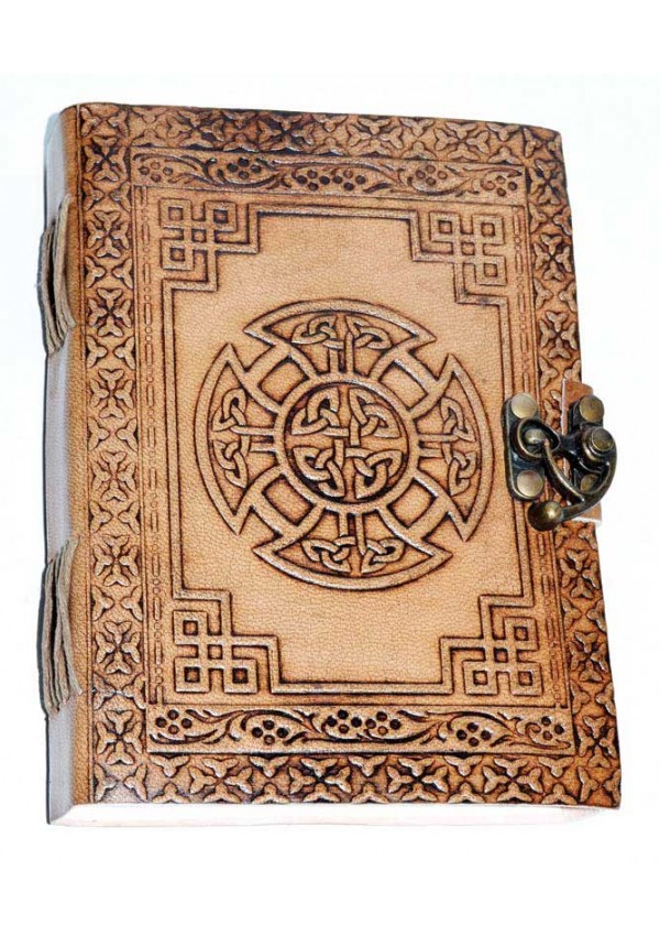 Celtic Cross Leather Blank 7 Inch Journal with Latch