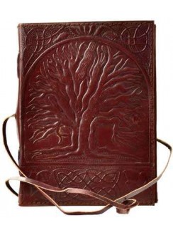 Sacred Oak Tree of Life Leather Journal with Cord