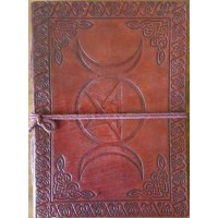 Triple Moon Pentacle Leather 7 Inch Journal