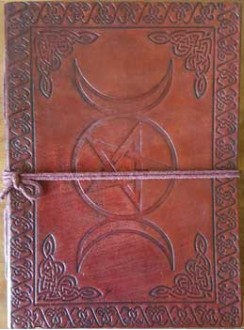 Triple Moon Pentacle Leather 7 Inch Journal