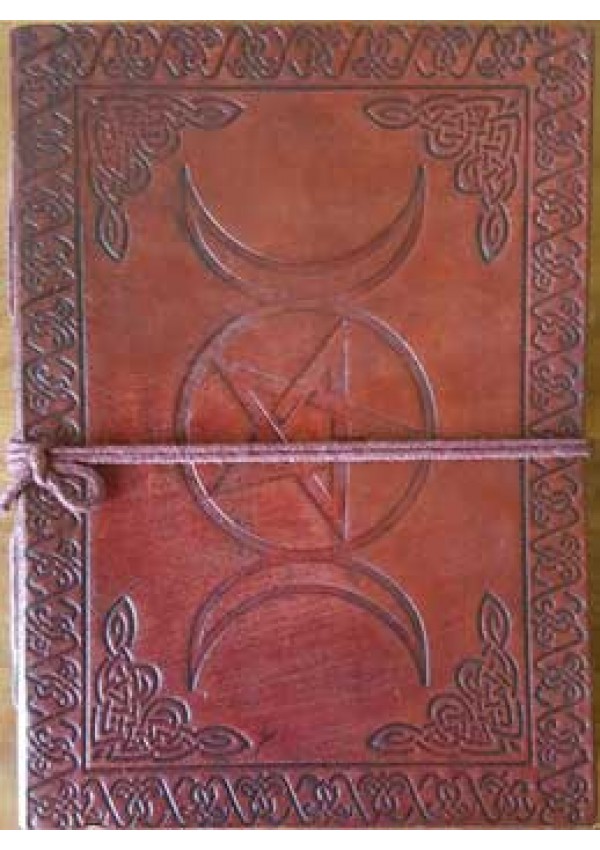 Triple Moon Pentacle Leather 7 Inch Journal