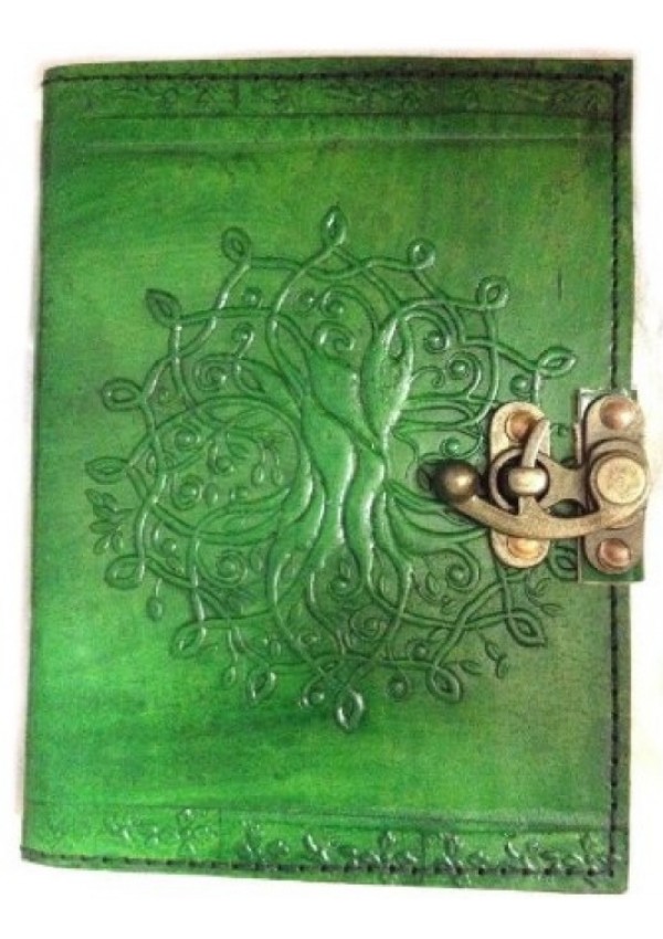 Tree of Life Green Leather Journal with Latch