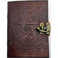 Pentacle Brown Leather Book of Shadows 7 Inch Journal with Latch