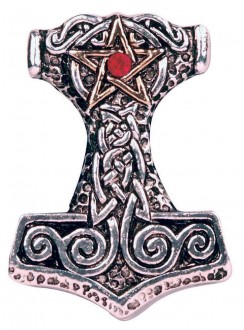 Pentacle Thor's Hammer Pewter Necklace