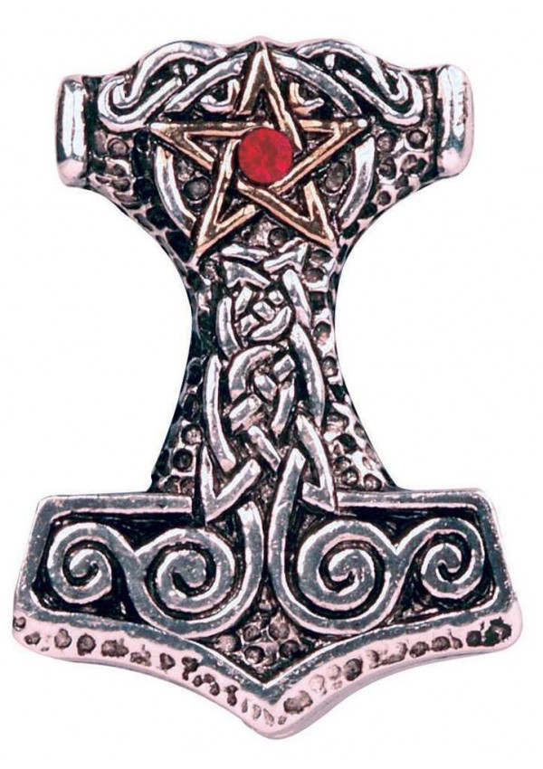 Pentacle Thor's Hammer Pewter Necklace