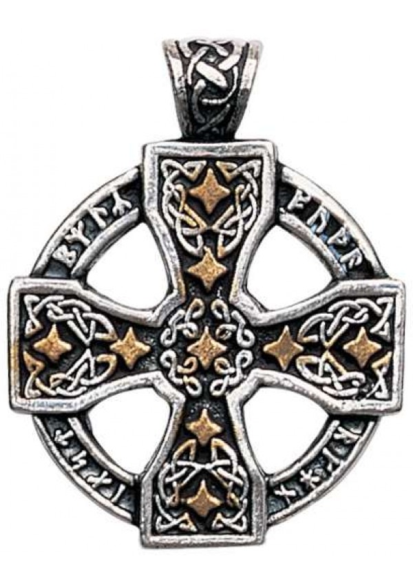 Runic Celtic Cross Pewter Pendant