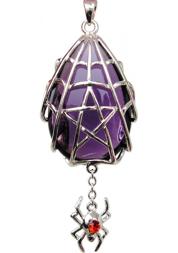 Spyder Pentacle Crystal Keeper Spider Gothic Necklace
