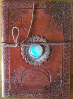 Triple Moon Gemstone Leather 7 Inch Journal